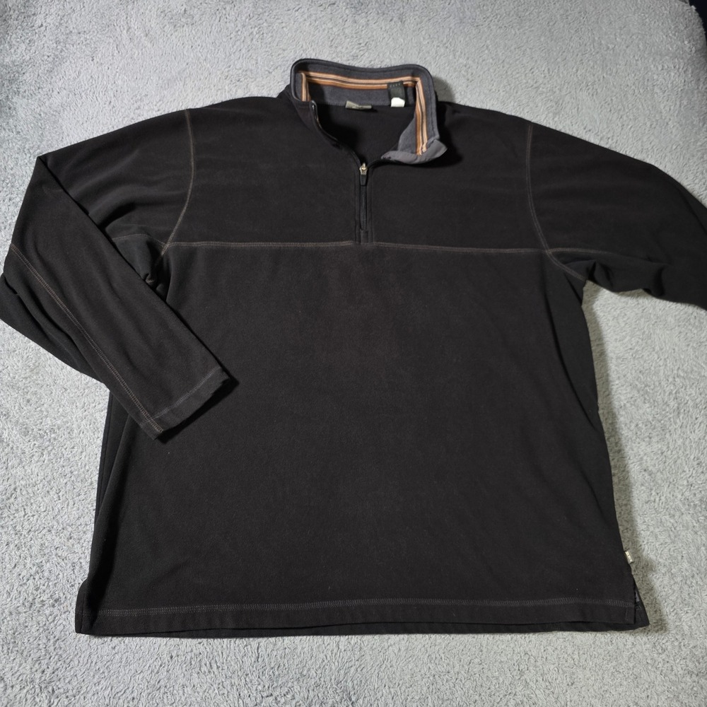 REI Mens XL Fleece Pullover Black Quarter Zip Mock Neck Long Sleeve Outdoor
